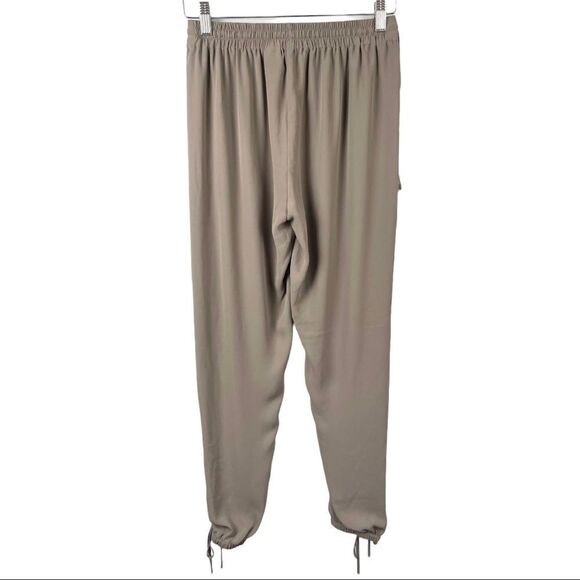 ELIE Tahari Mushroom Taupe Lace Up Tassle Trim Slim Fit Jogger Pants Size XS - Picture 3 of 6